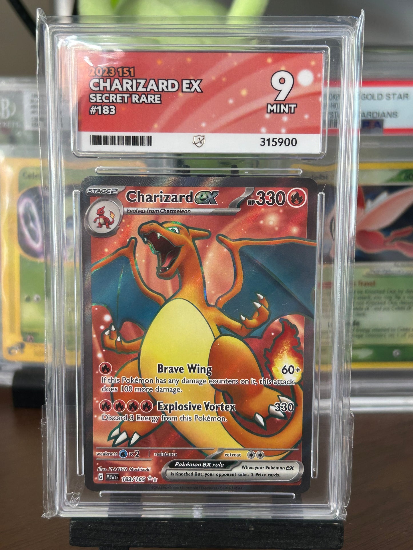 Charizard EX Full Art - Pokemon 151 - 183/165 - Ace Grading Mint 9 Graded Card