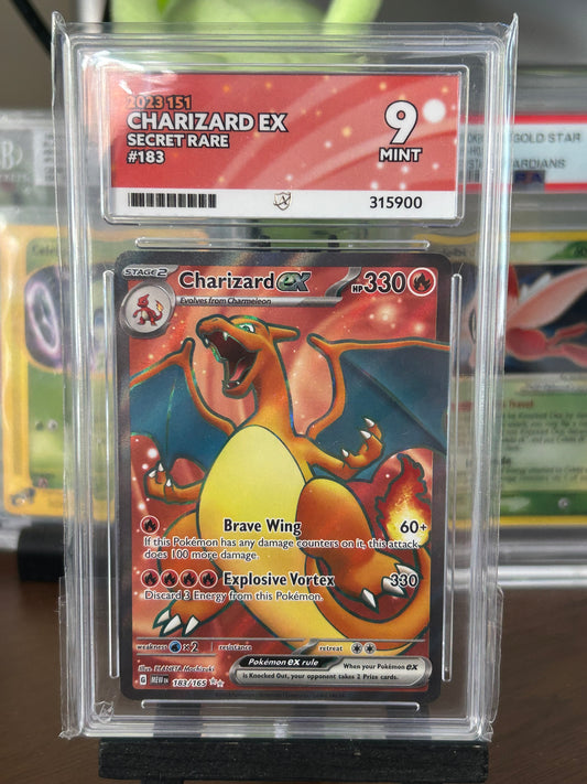 Charizard EX Full Art - Pokemon 151 - 183/165 - Ace Grading Mint 9 Graded Card