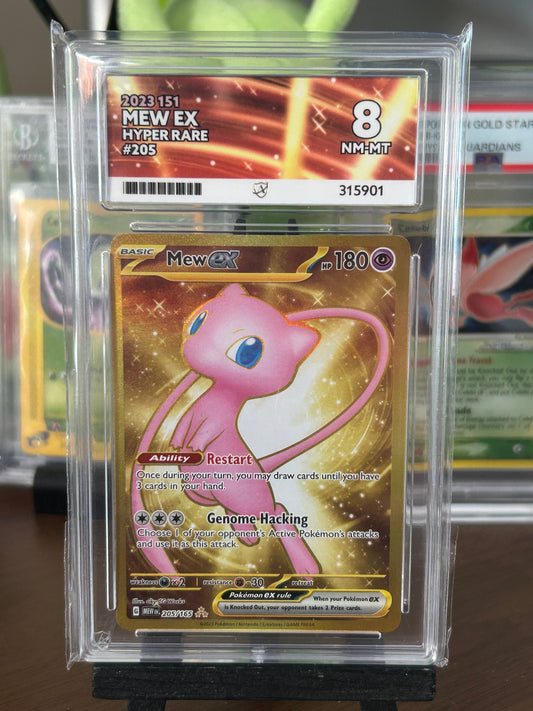 Mew EX Gold HR - Pokemon 151 - 205/165 - Ace Grading NM-MT 8 Graded Card