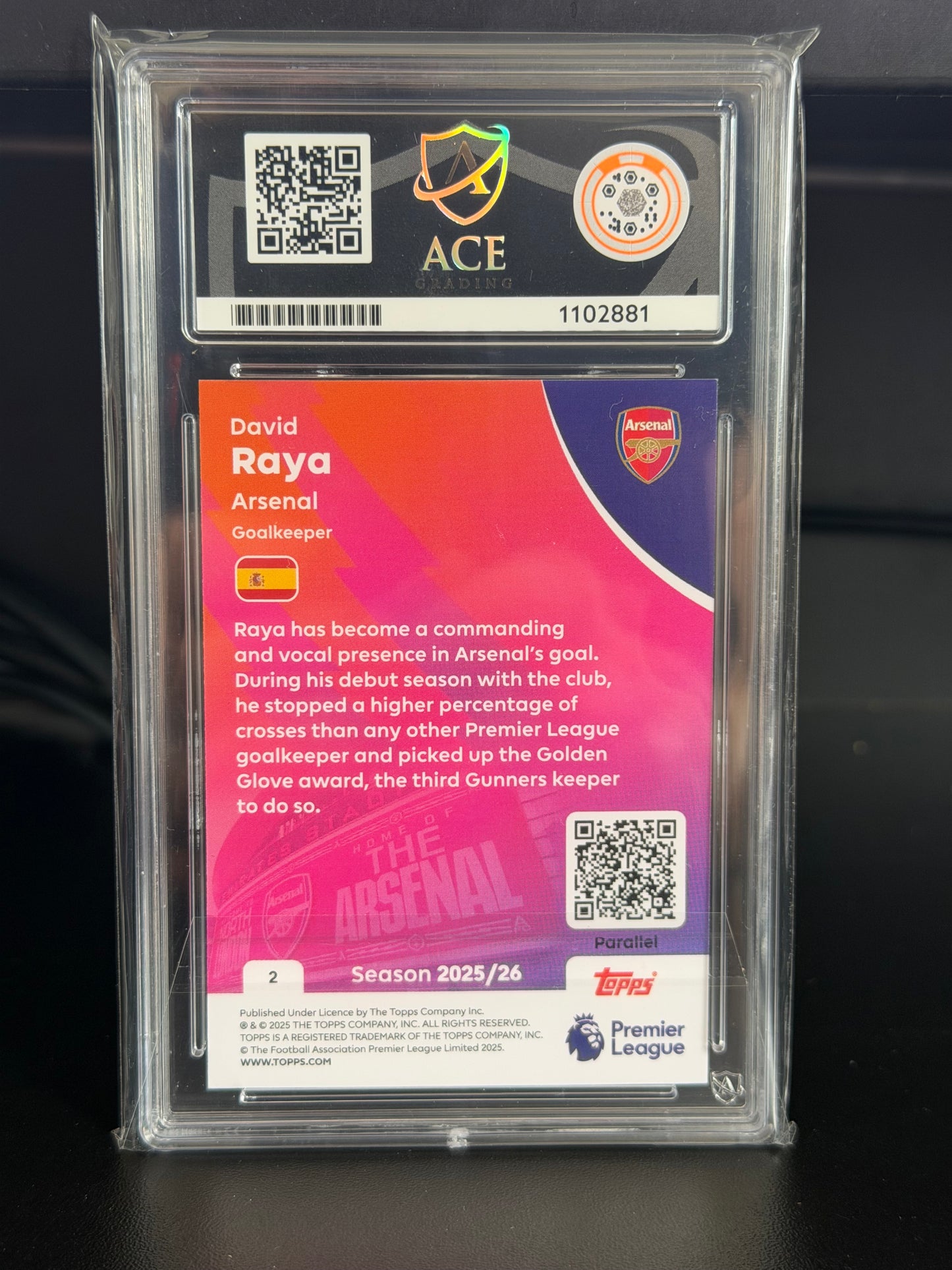 Topps Premier League 2025/26 David Raya #2 058/499 - Mint 9 Ace Grading