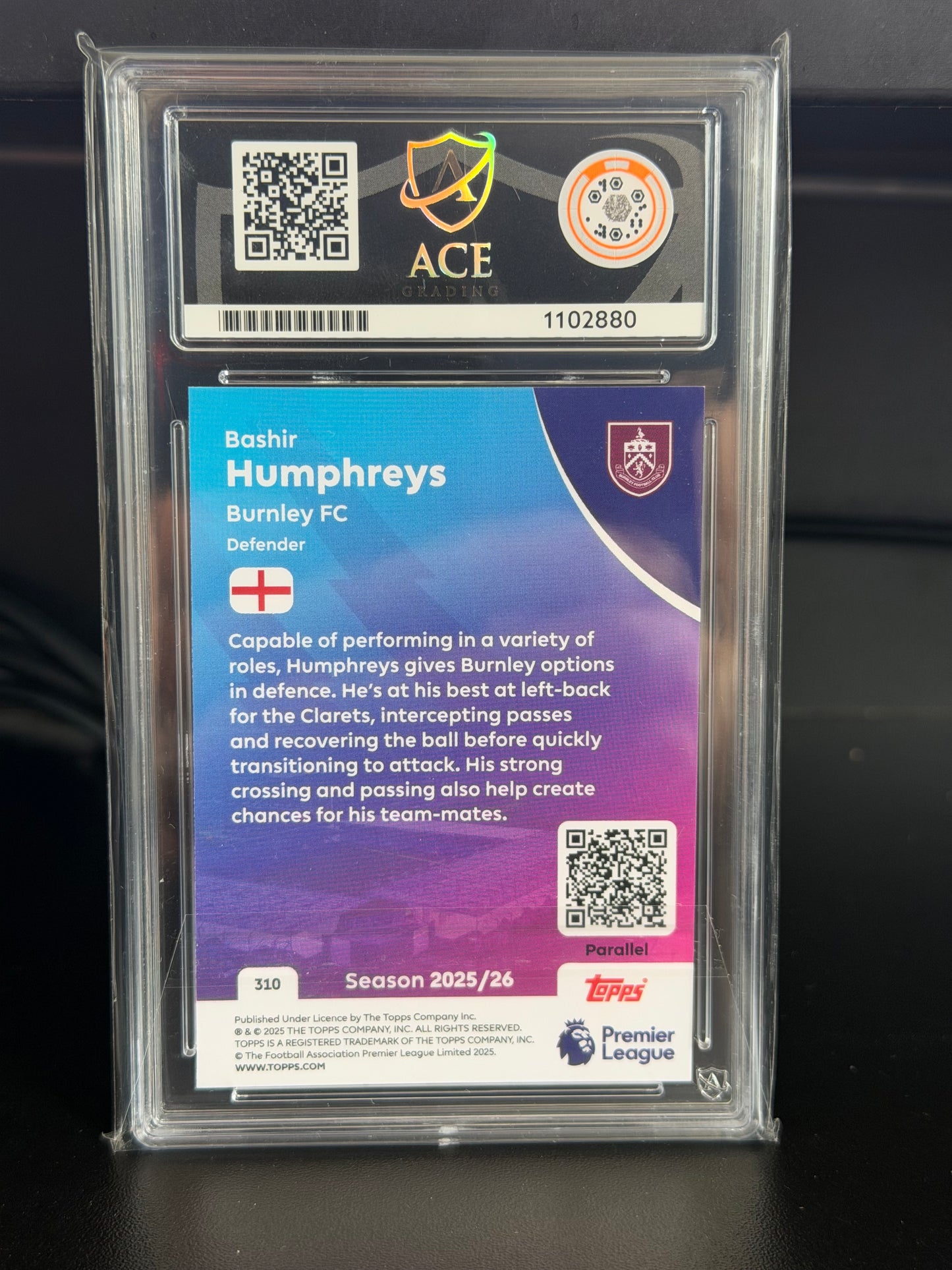 Topps Premier League 2025/26 Bashir Humphreys #310 034/499 - Gem Mint 10 Ace Grading (Copy)