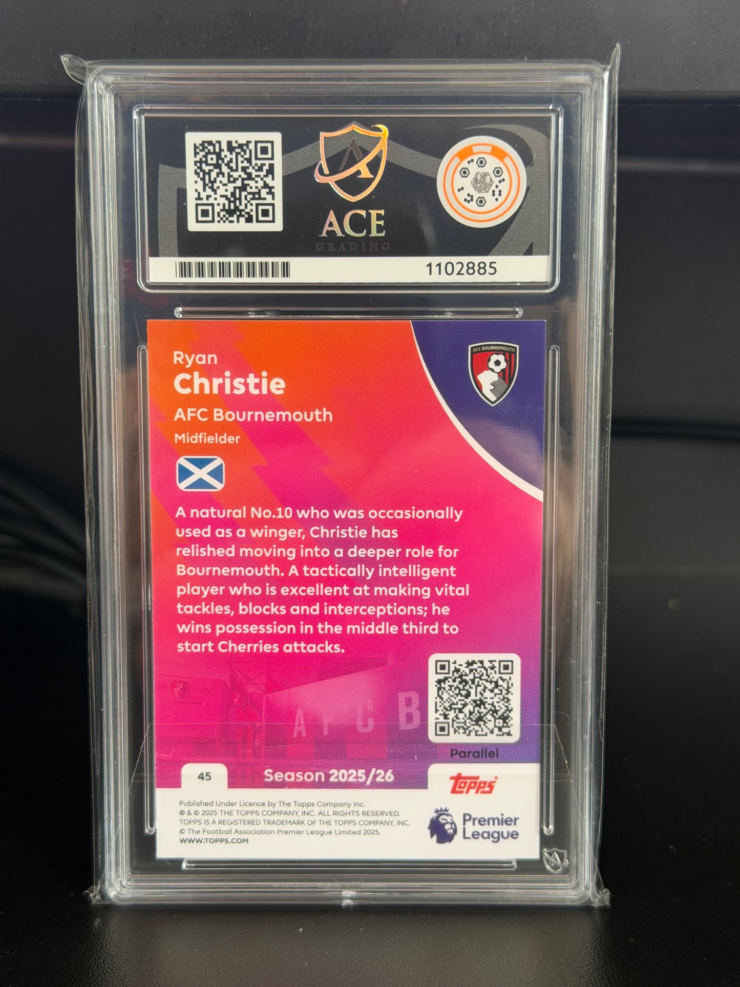 Topps Premier League 2025/26 Ryan Christie #45 365/399 - Gem Mint 10 Ace Grading