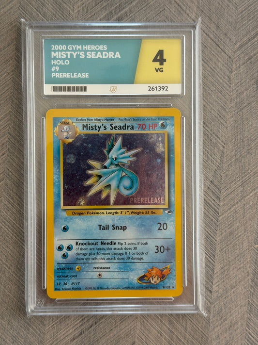 Misty's Seadra 9/132 Prerelease Gym Heroes - VG 4 Ace Grading Card - English