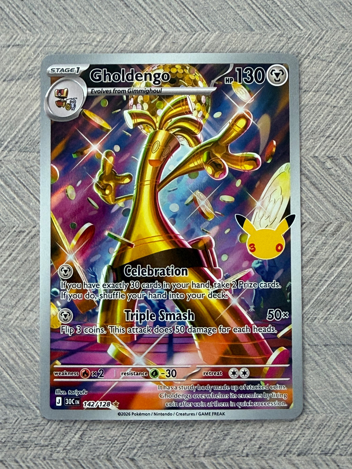 Gholdengo 142/128 IR 30th Celebration Pokémon Card - English