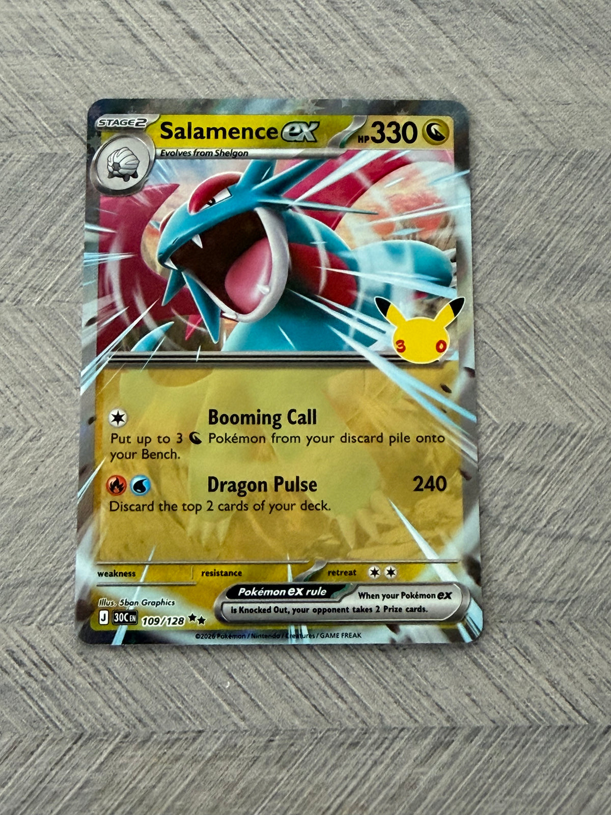 Salamence EX 109/128 30th Celebration Pokémon Card - English