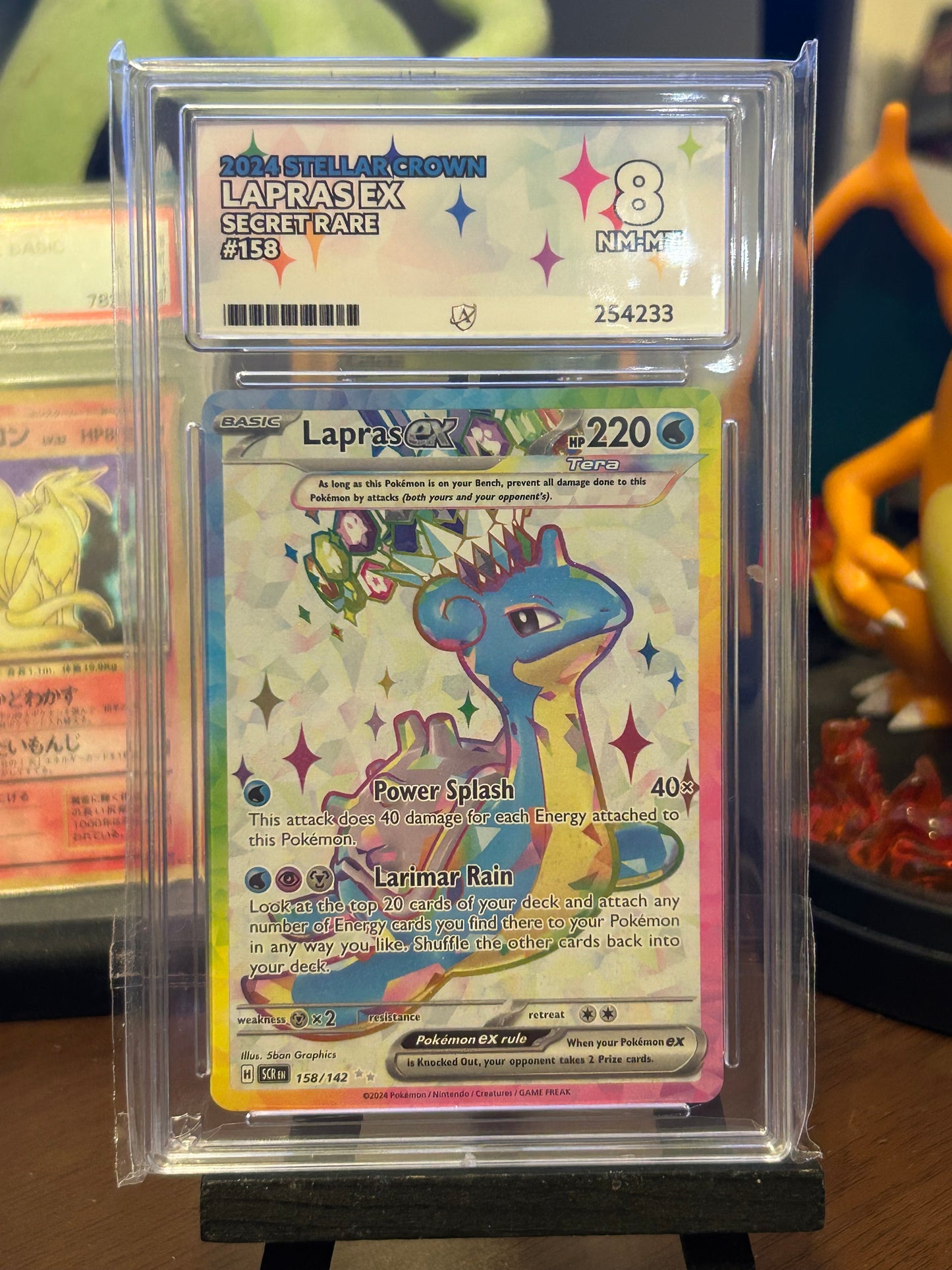 Lapras EX - Stellar Crown - 158/142 - Ace Grading - NM-MT 8  Graded Card