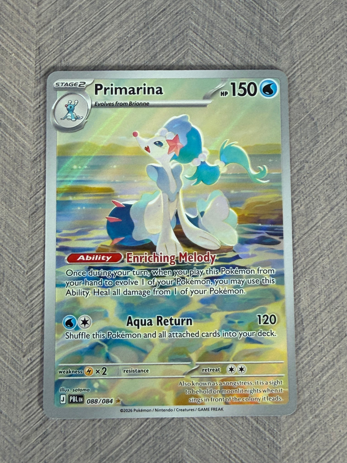 Primarina - 88/084 IR Pitch Black Pokémon Card - English