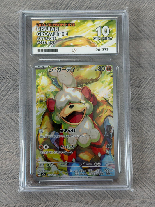 Hisuian Growlithe 075/066 - Crimson Haze Gem Mint 10 Ace Grading Card