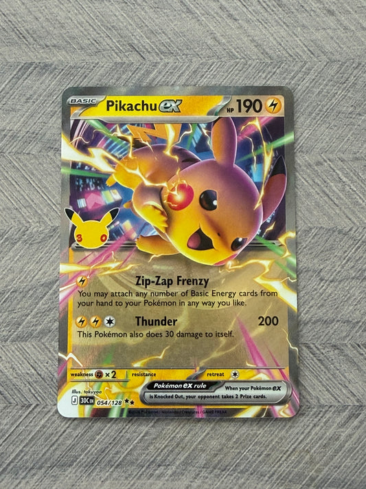 Pikachu EX 054/128 30th Celebration Pokémon Card - English