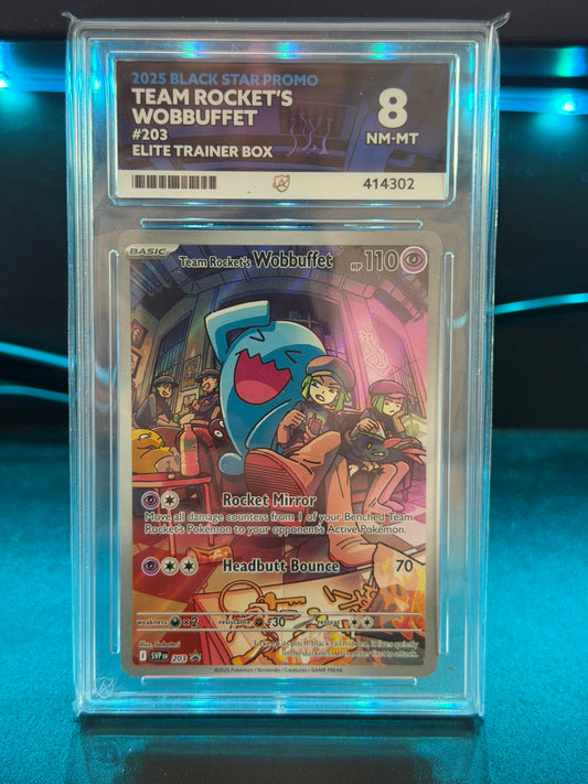 Team Rocket's Wobbuffet SVP 203 Black Star Promo - NM-MT 8 Ace Grading Card