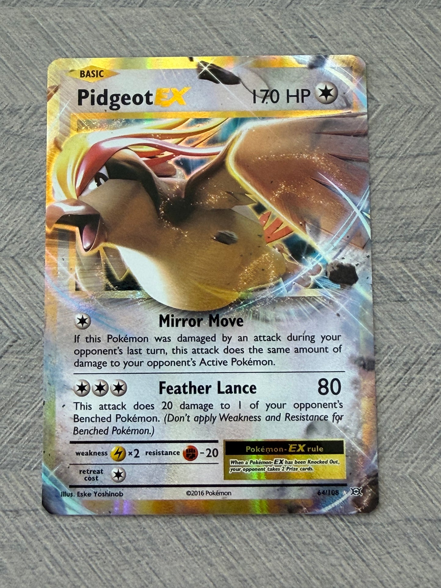Pidgeot EX 64/108 Evolutions Pokémon Card - English