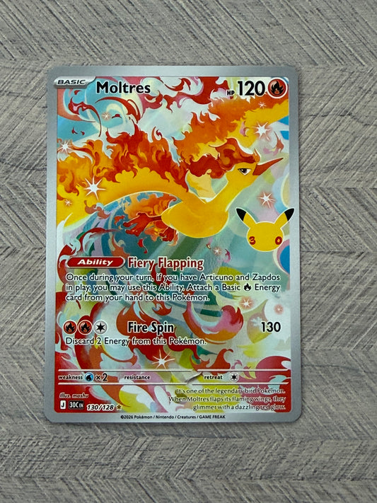Moltres 130/128 IR 30th Celebration Pokémon Card - English