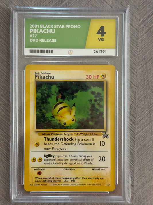 Pikachu 27 Black Star Promo DVD Release - VG 4 Ace Grading Card - English