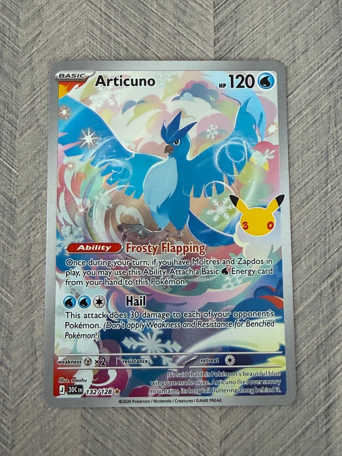 Articuno 132/128 IR 30th Celebration Pokémon Card - English