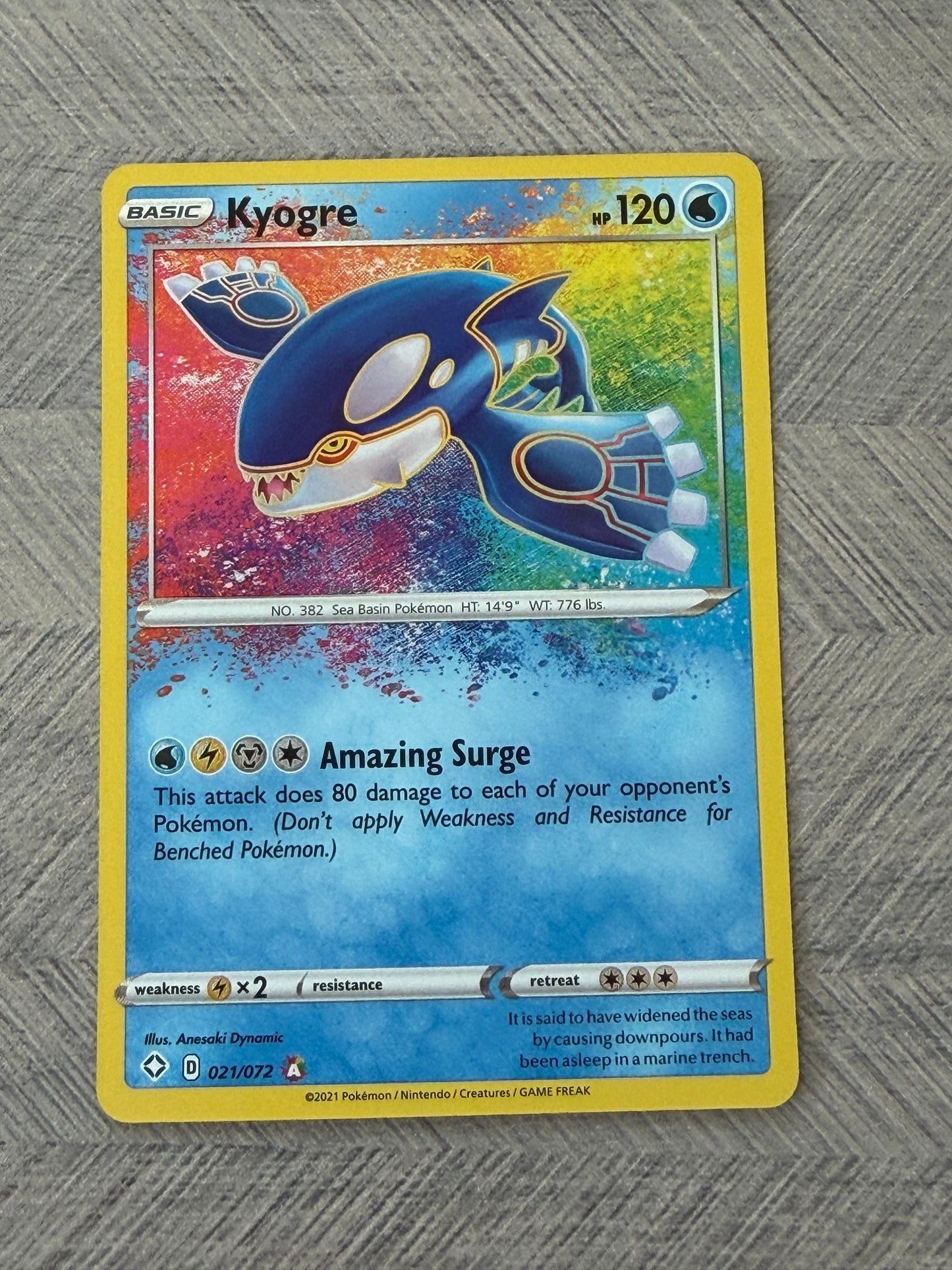 Kyogre 021/072 Amazing Rare Shining Fates Pokémon Card - English