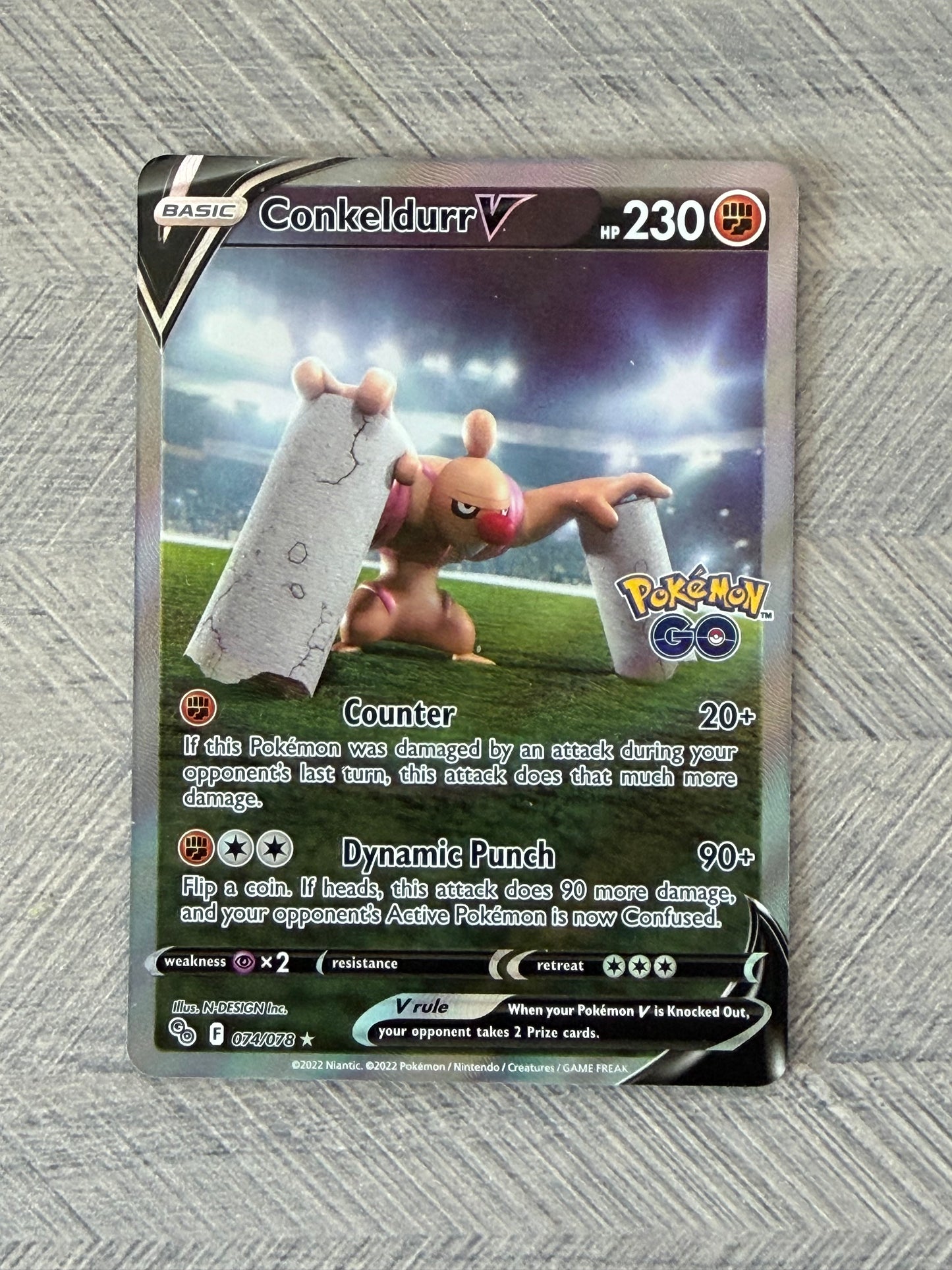 Conkeldurr 074/078 Alt Art Pokémon Go Pokémon Card - English