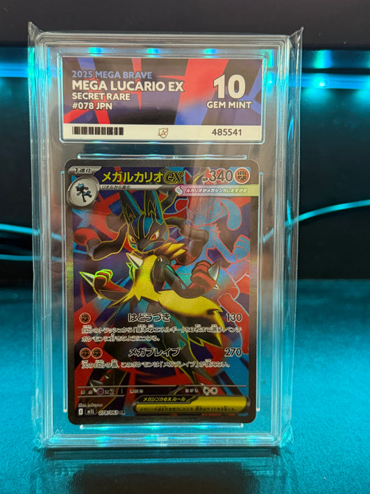 Mega Lucario EX 078/063 - Mega Brave - Gem Mint 10 Ace Grading Card