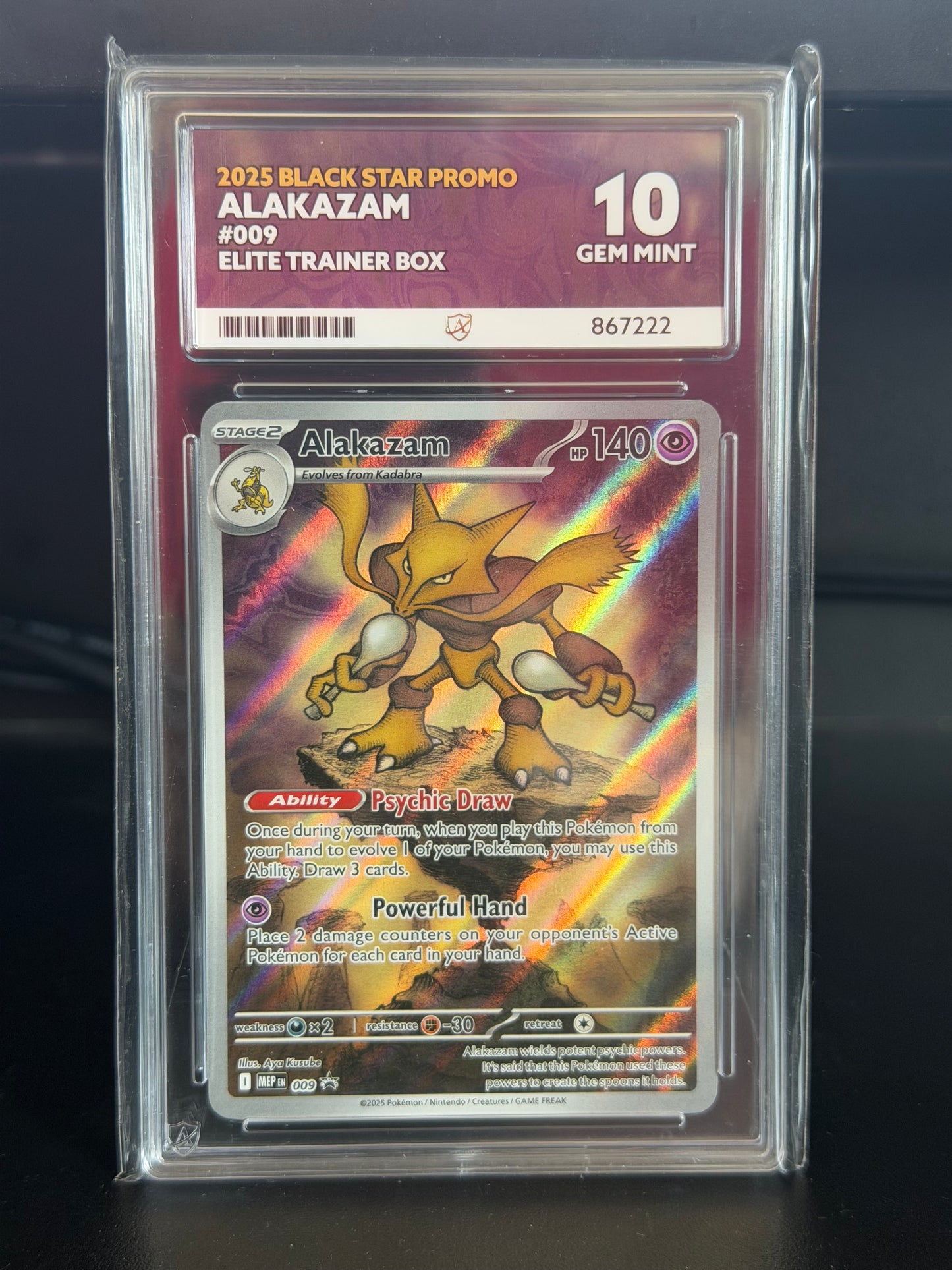 Alakazam MEP 009 Black Star Promo - Gem Mint 10 Ace Grading Card