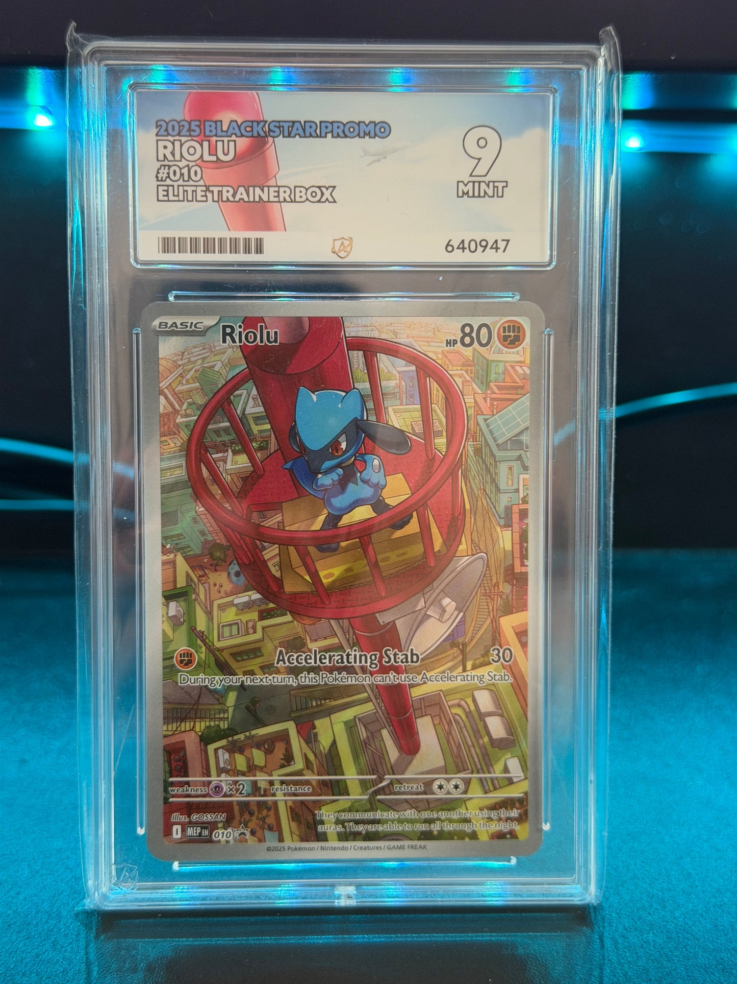 Riolu MEP 010 Black Star Promo - Mint 9 Ace Grading Card