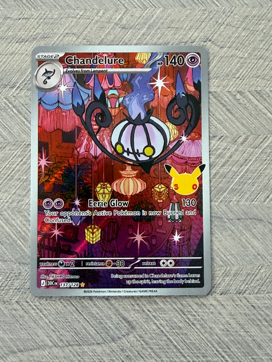 Chandelure 137/128 IR 30th Celebration Pokémon Card - English
