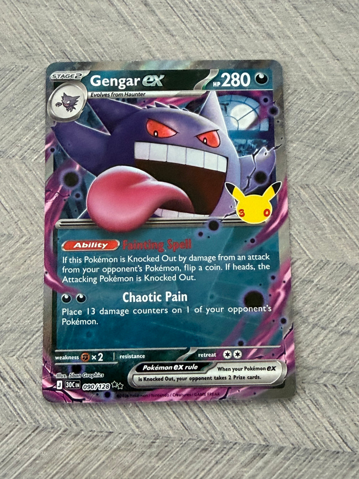 Gengar EX 090/128 30th Celebration Pokémon Card - English