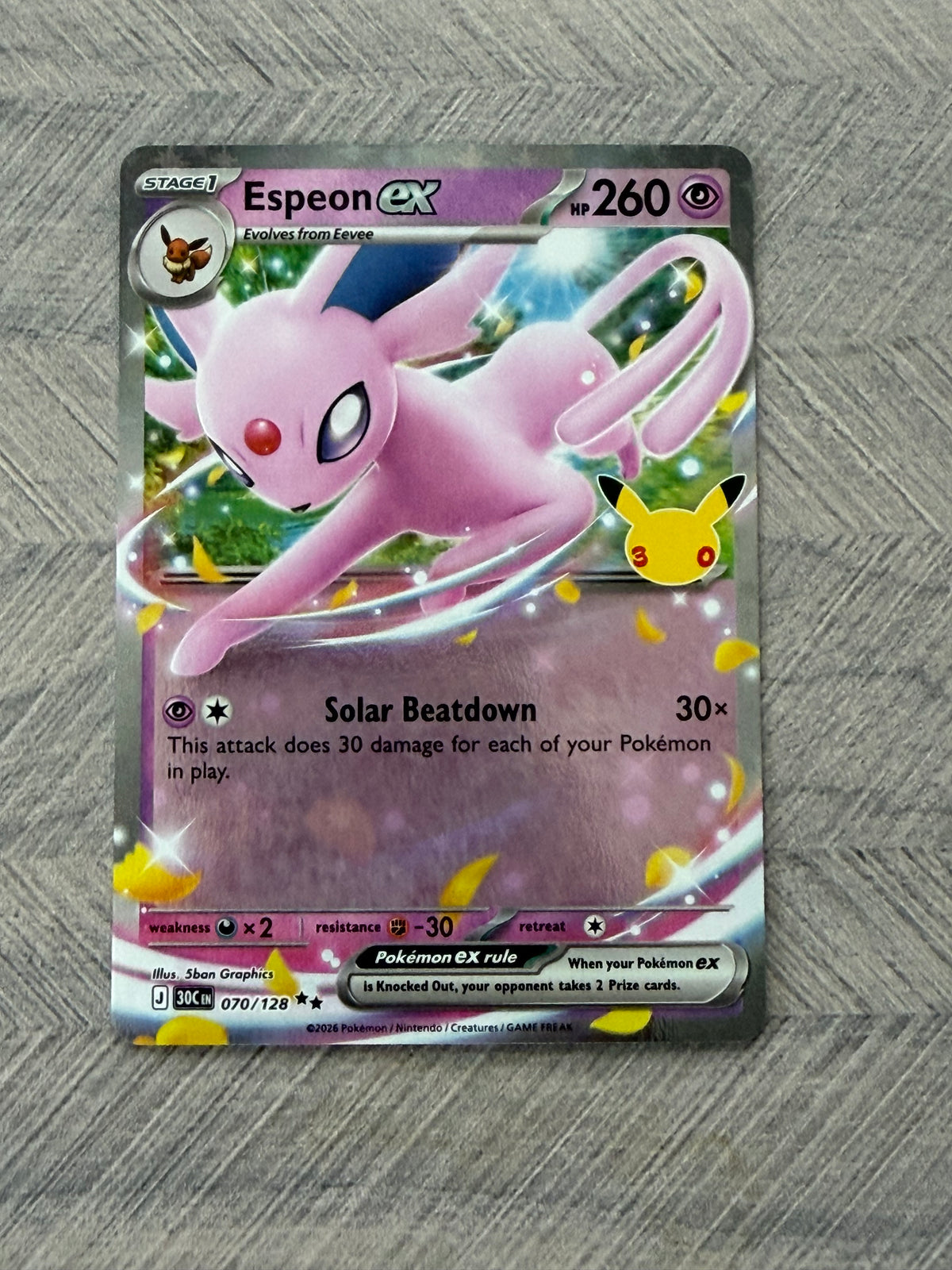 Espeon EX 070/128 30th Celebration Pokémon Card - English