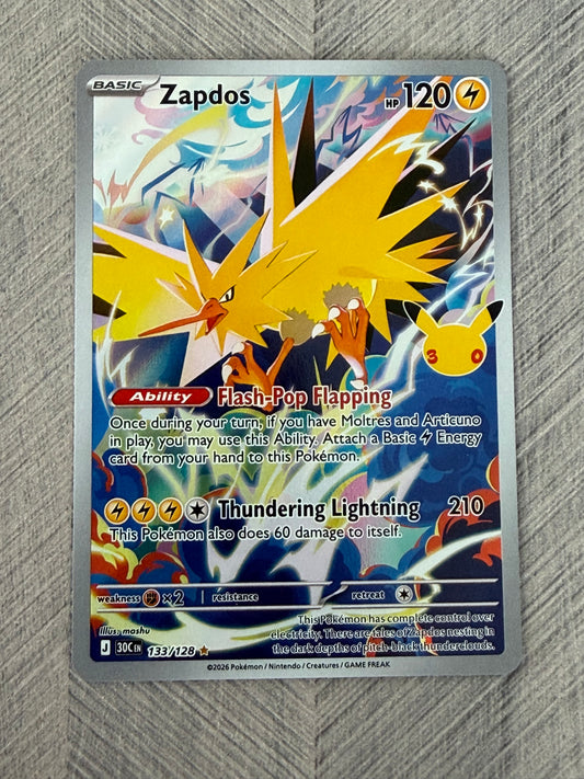 Zapdos 133/128 IR 30th Celebration Pokémon Card - English