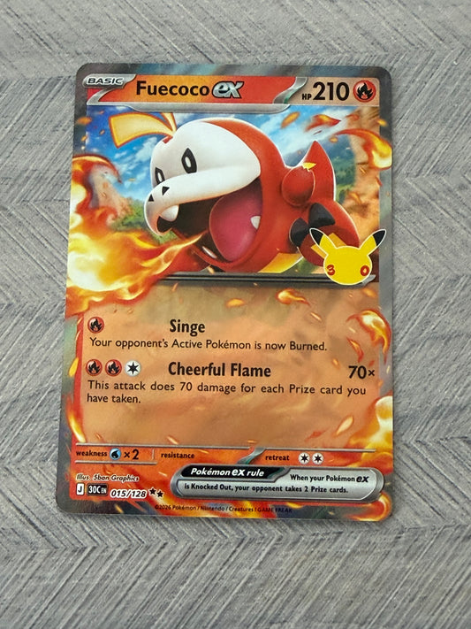 Fuecoco EX 015/128 30th Celebration Pokémon Card - English