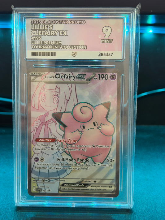 Lillie's Clefairy EX SVP 195 Black Star Promo - Mint 9 Ace Grading Card