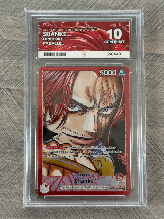 Shanks OP09-001 Leader Alt Art English - One Piece Gem Mint 10 Ace Grading