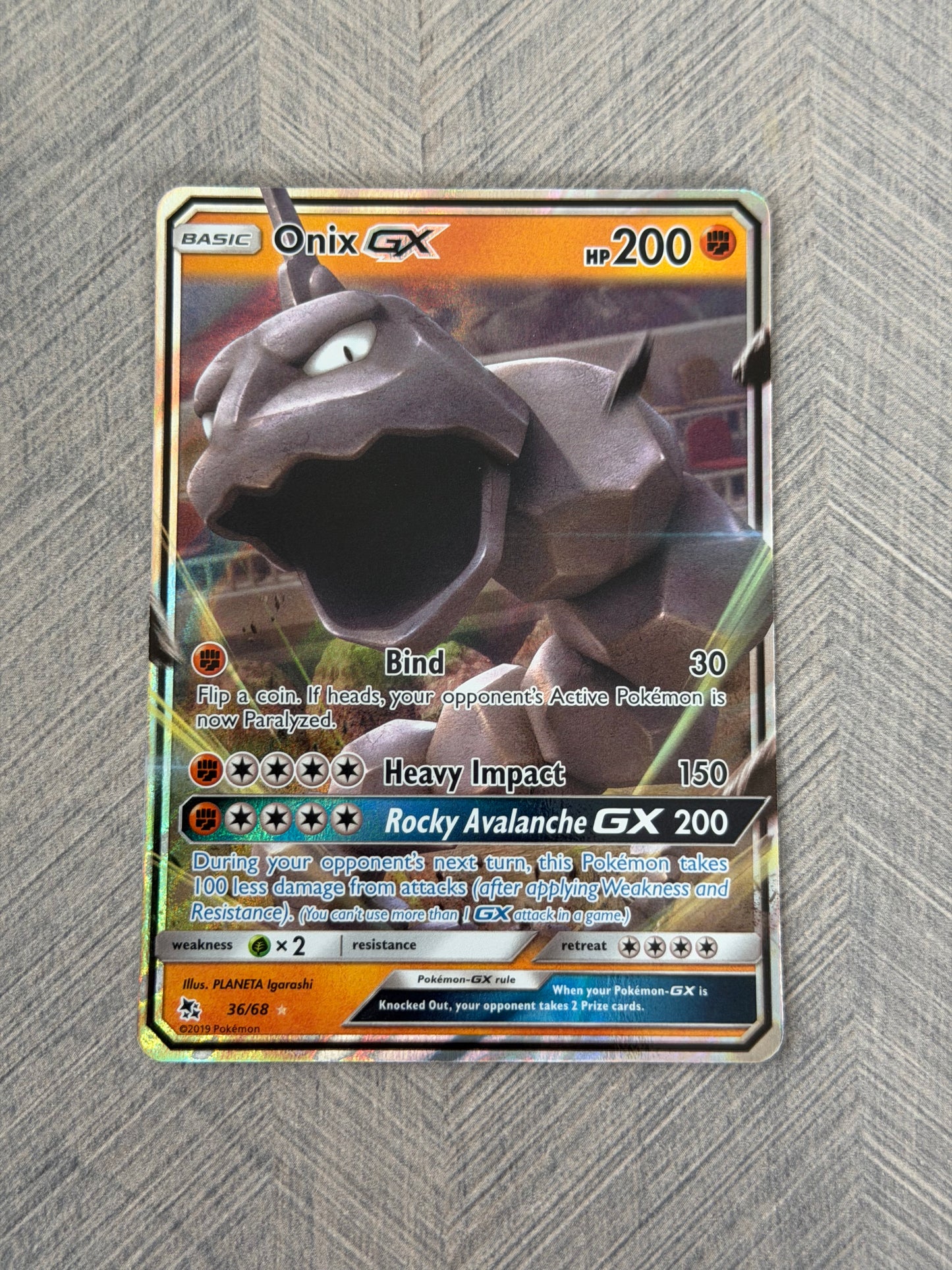 Onix 36/68 GX Hidden Fates Pokémon Card - English