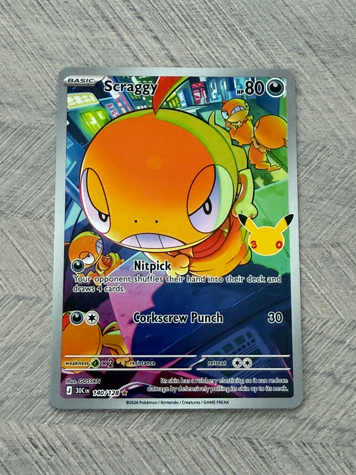 Scraggy 140/128 IR 30th Celebration Pokémon Card - English