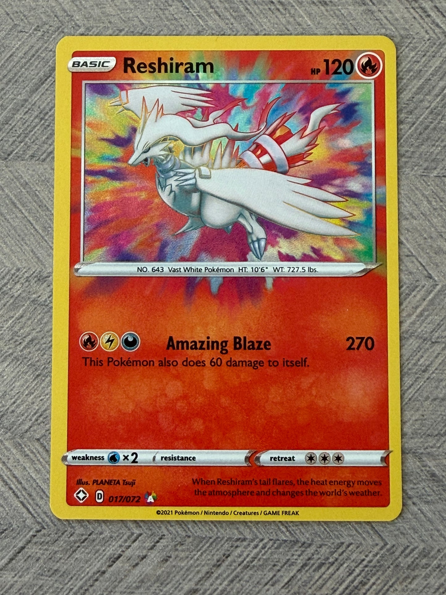 Reshiram 017/072 Amazing Rare Shining Fates Pokémon Card - English