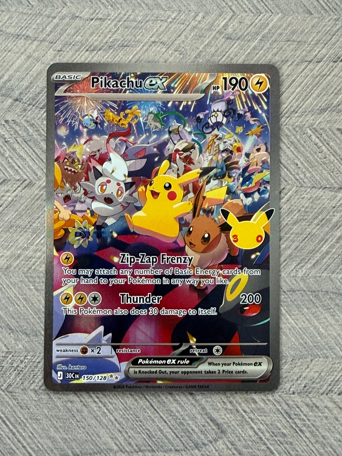 Pikachu EX 150/128 SIR 30th Celebration Pokémon Card - English