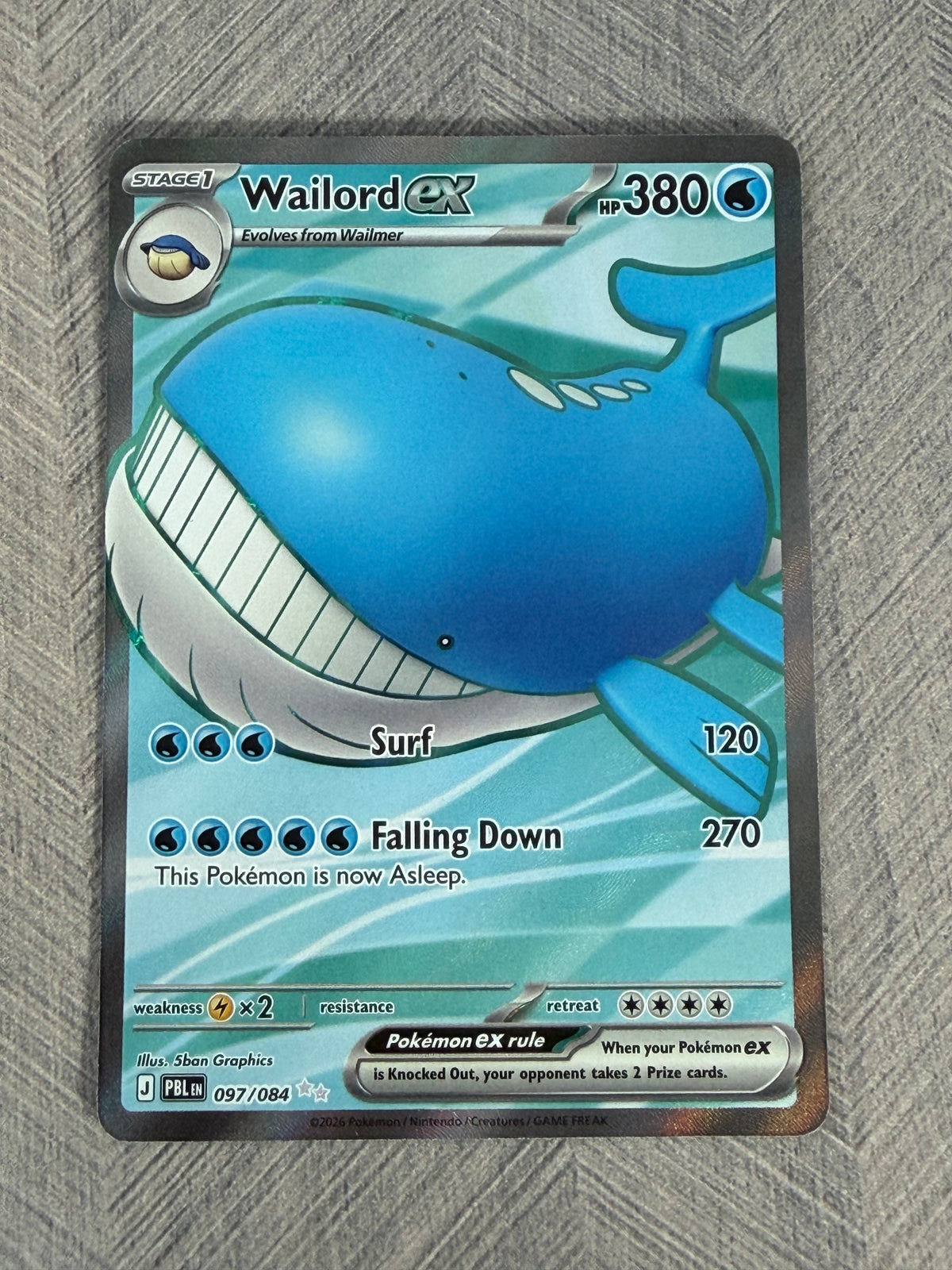 Wailord ex 097/084 Full Art Pitch Black Pokémon Card - English