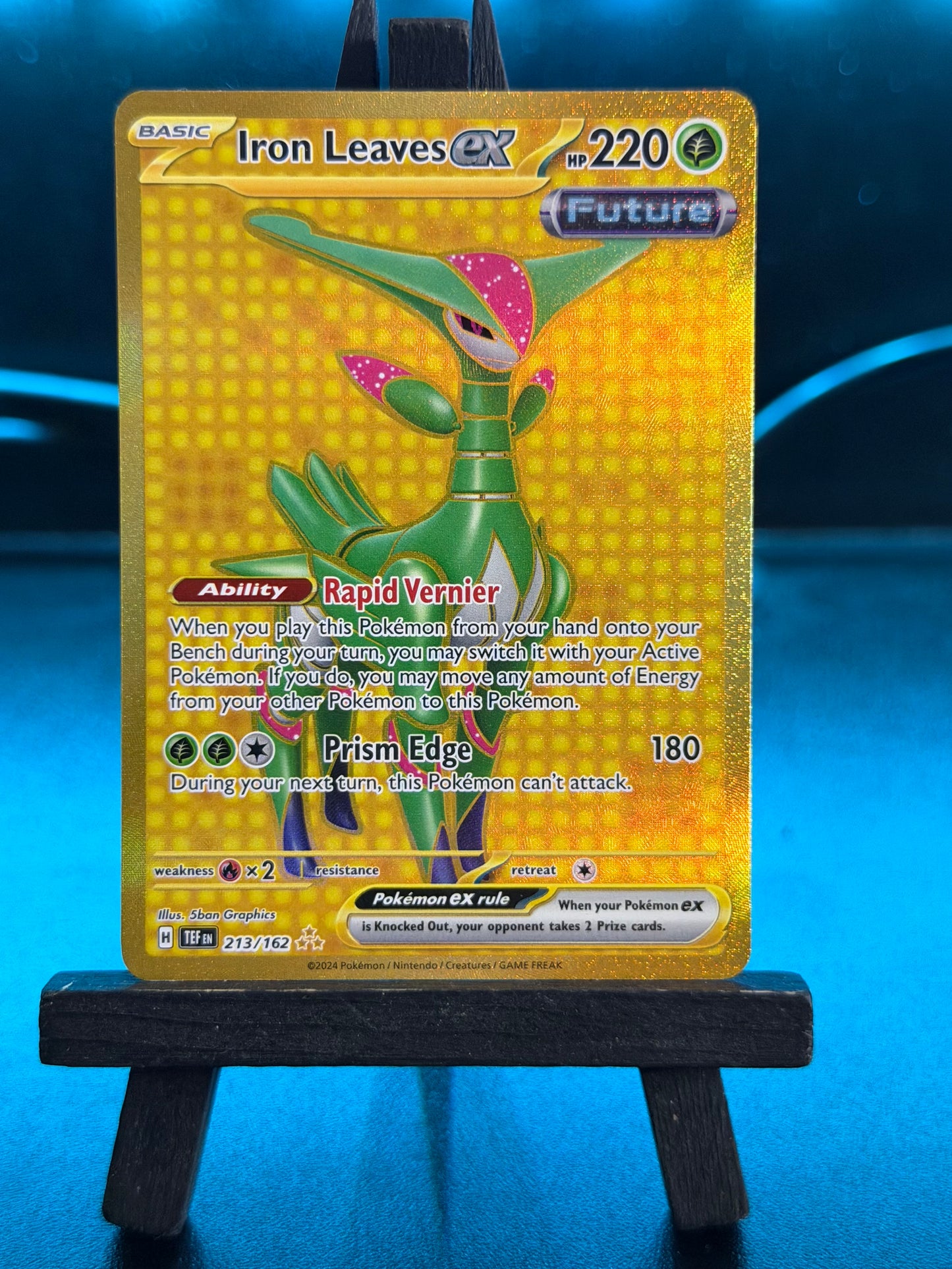 Iron Leaves ex 213/162 Gold Temporal Forces Pokémon Card - English