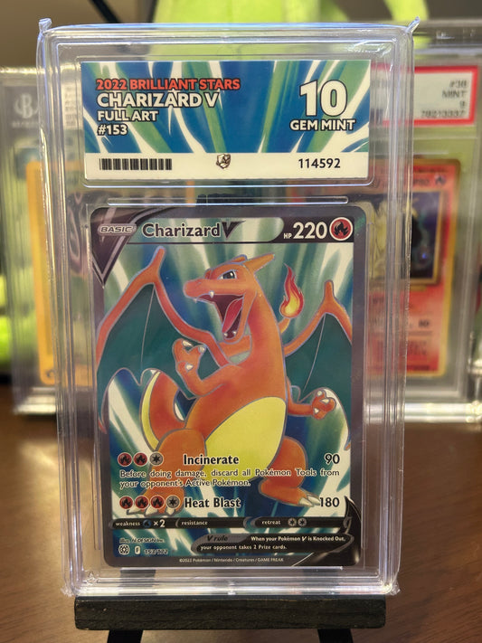 Charizard Full Art - Brilliant Stars - 153/172 - Ace Grading Gem-Mint 10 Graded Card