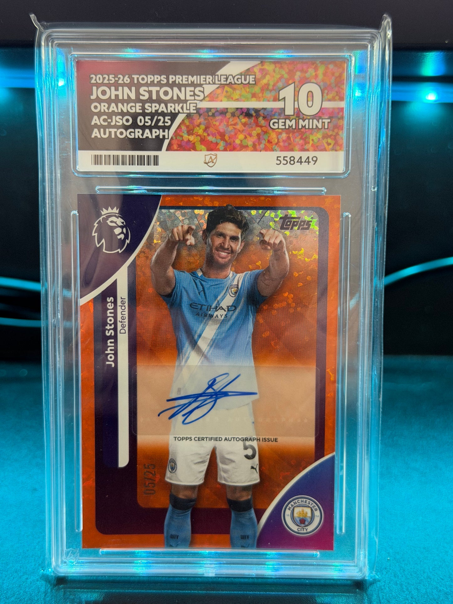 Topps Premier League 2025/26 John Stones Auto 5/25 - Gem Mint Ace 10