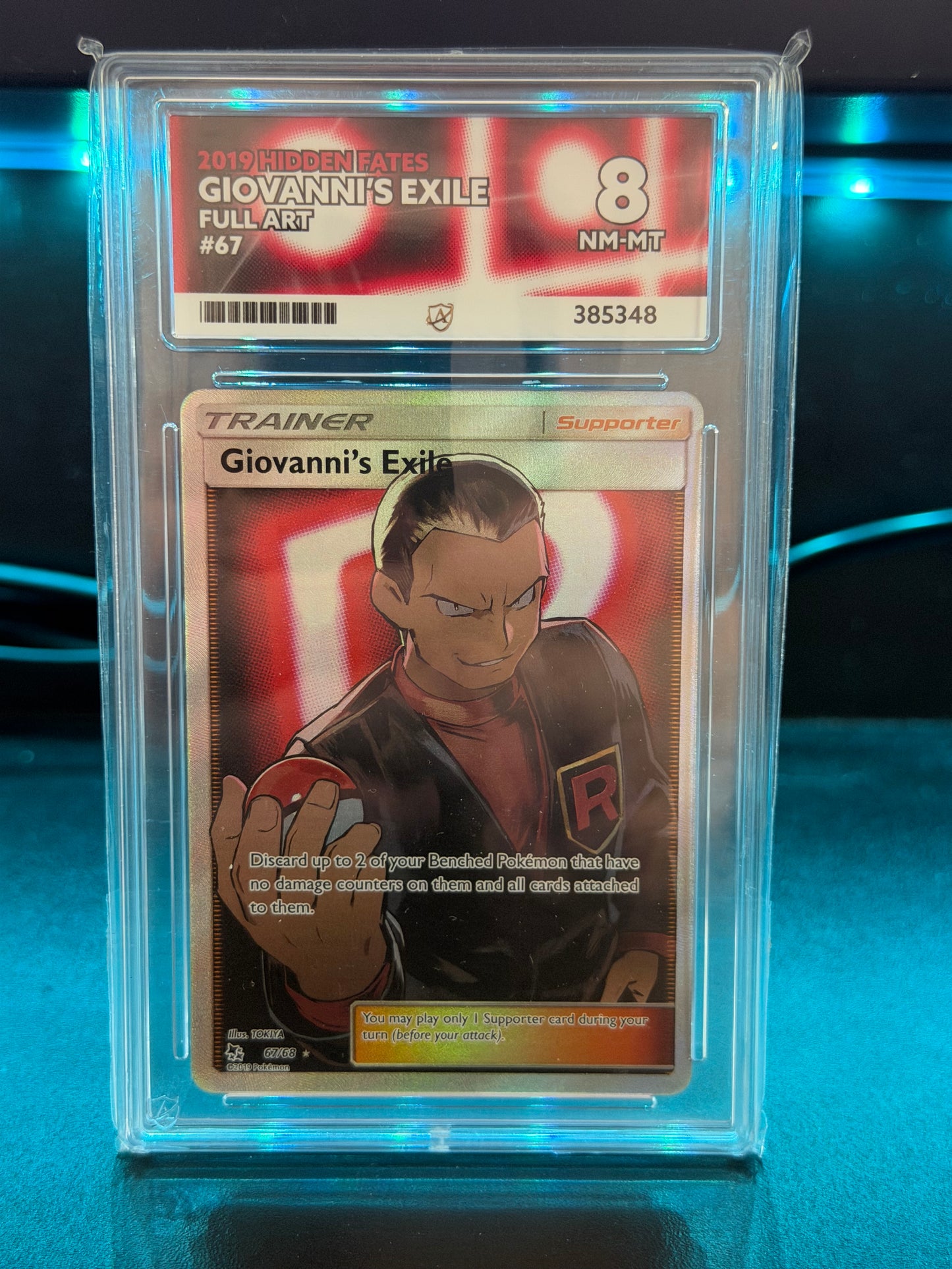 Giovanni's Exile 67/68 Hidden Fates - NM-MT 8 Ace Grading Card