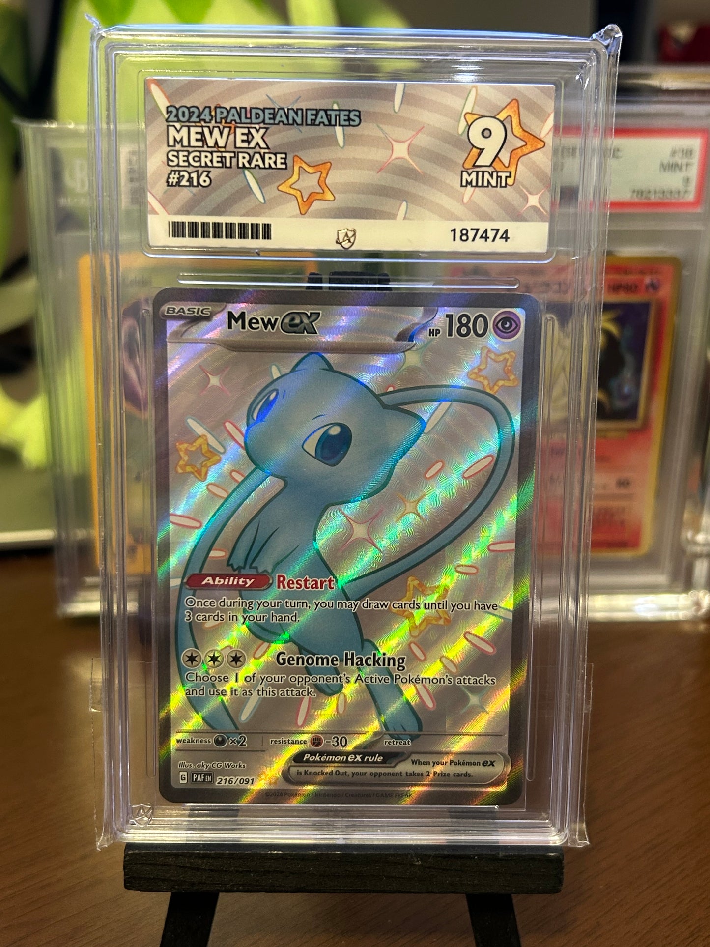 Mew SR - Paldean Fates - 216/091 - Ace Grading - Mint 9 Graded Card