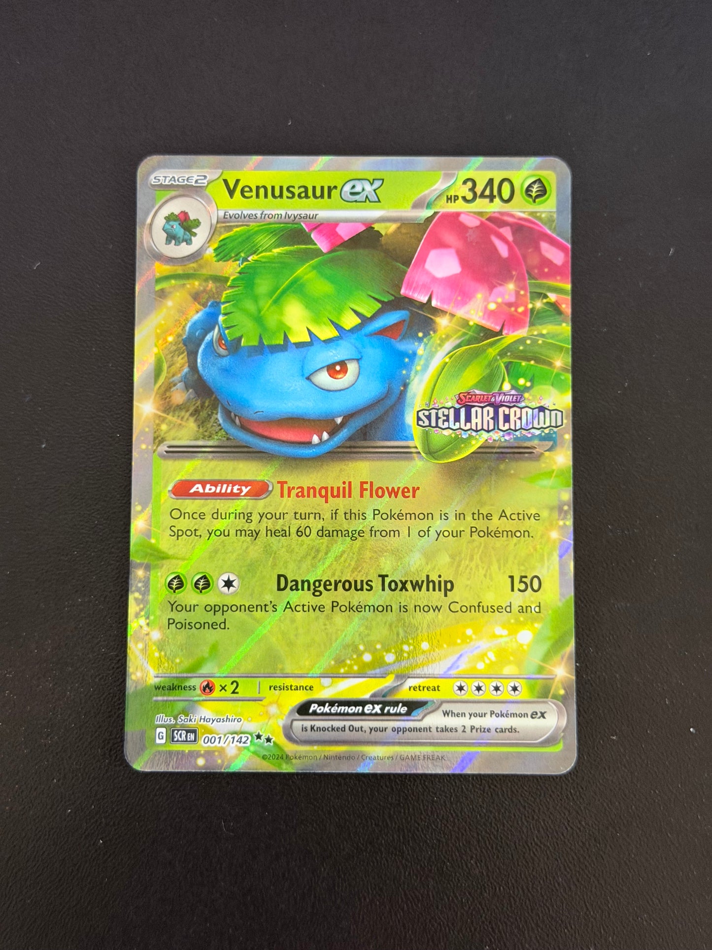 Venusaur EX 001/142 Stamped Stellar Crown Pokémon Card - English