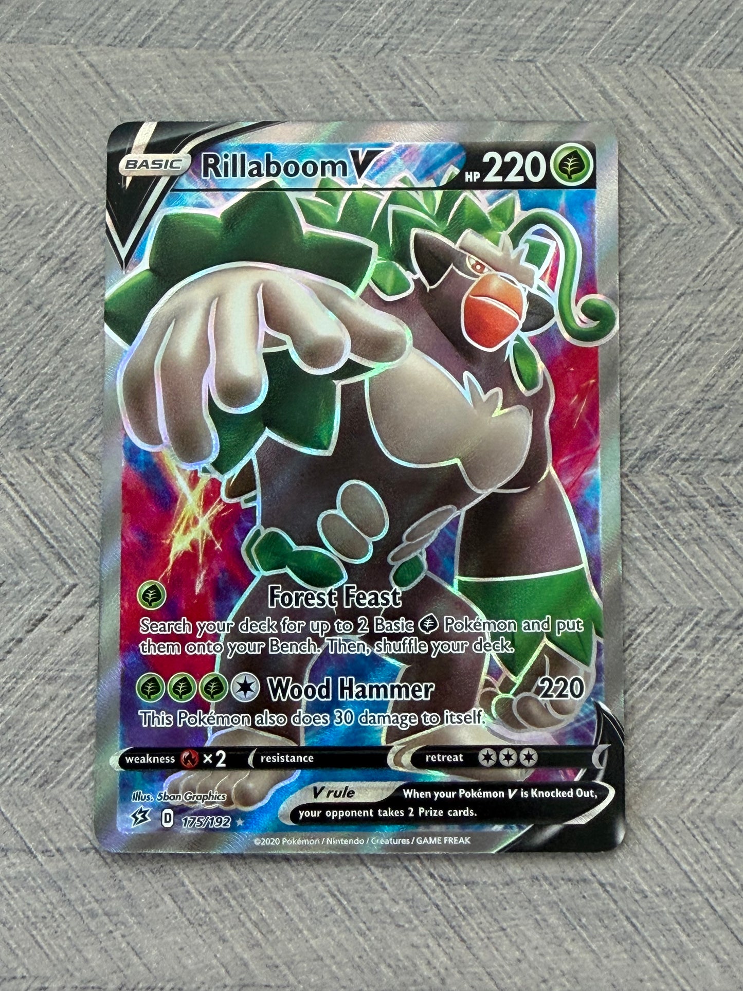 Rillaboon V 175/192 Full Art Rebel Clash Pokémon Card - English