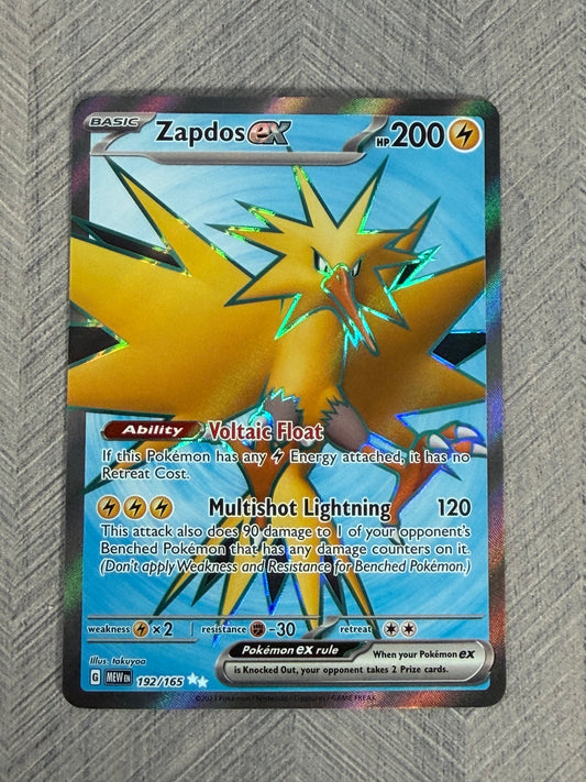 Zapdos EX 192/165 Full Art Pokémon 151 Pokémon Card - English