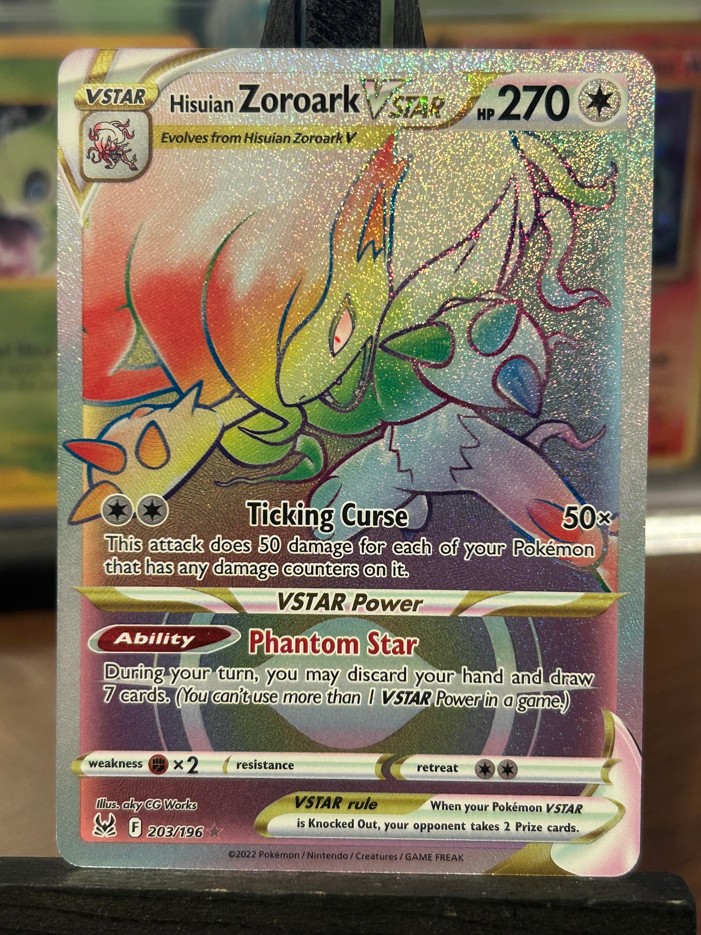 Hisuian Zoroark VSTAR Rainbow 203/196 Lost Origin Pokémon Card - English