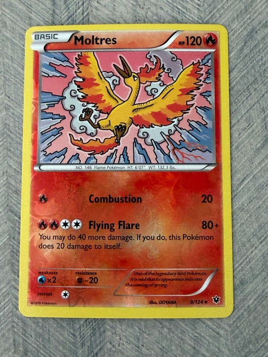 Moltres 9/124 Rev Holo Fates Collide  Pokémon Card - English