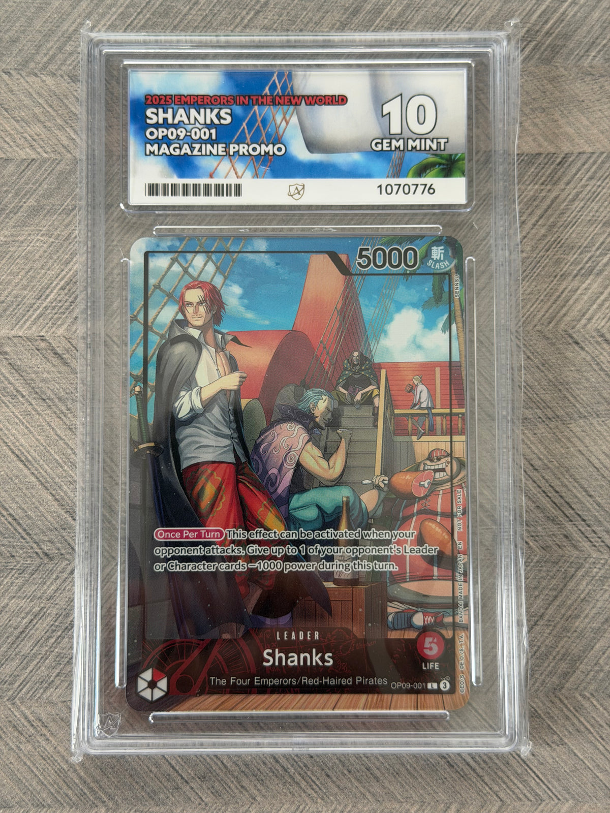 Shanks OP09-001 Magazine Promo English - One Piece Gem Mint 10 Ace Grading