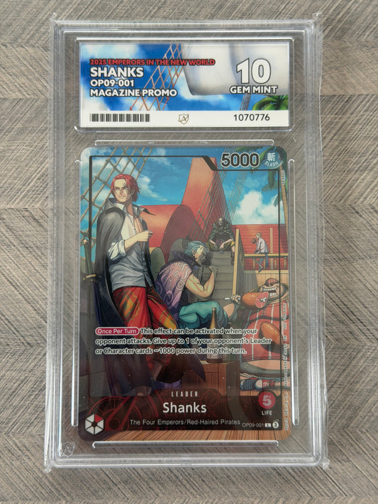 Shanks OP09-001 Magazine Promo English - One Piece Gem Mint 10 Ace Grading