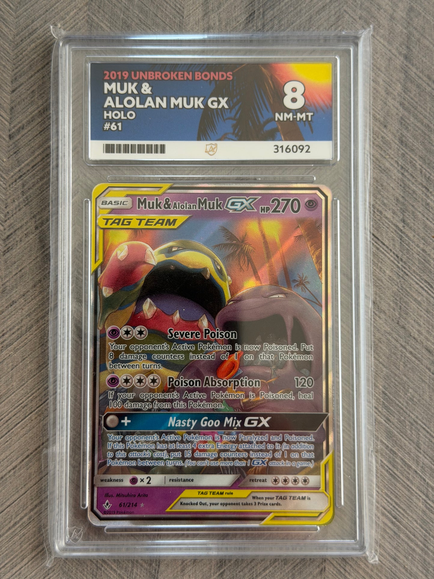 Mux & Alolan Muk 61/214 Unbroken Bonds - NM-MT 8 Ace Grading Card - English