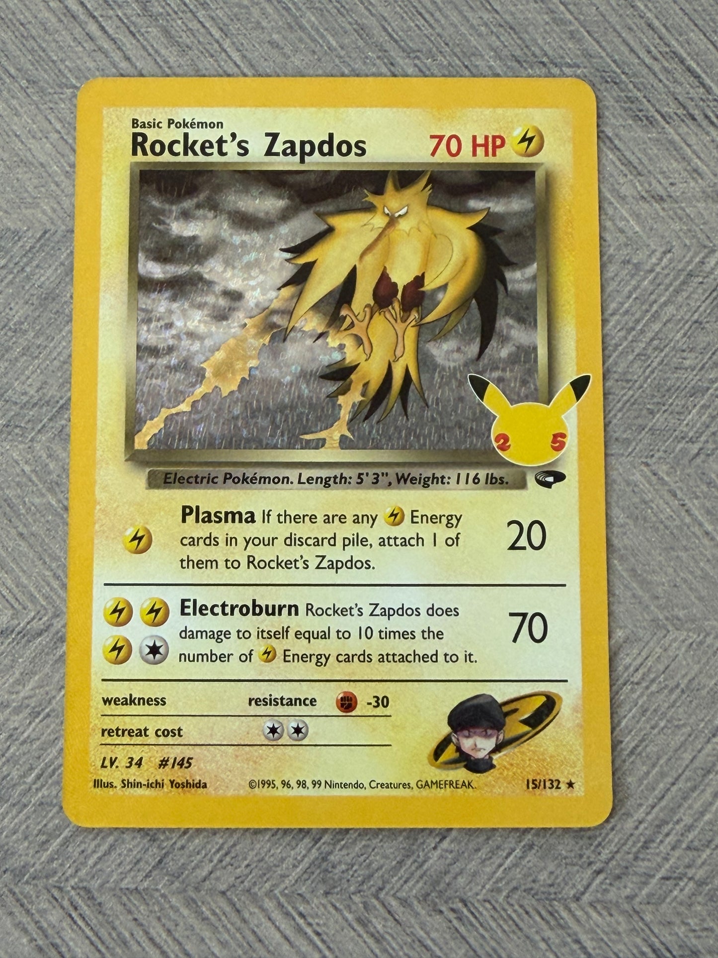 Rocket's Zapdos 15/132 Classic Collection  Celebrations Pokémon Card - English