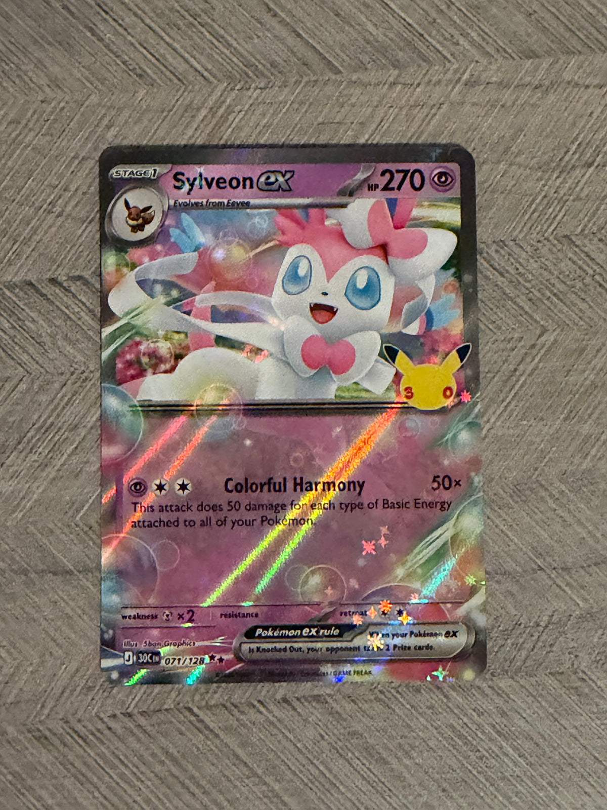 Sylveon EX 071/128 30th Celebration Pokémon Card - English